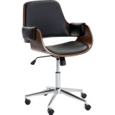 Kellan Office Chair in Onyx Leatherette & Curved Wood Veneer